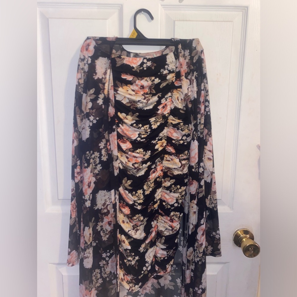 2-Piece Set of Dress and Open Front Cardigan